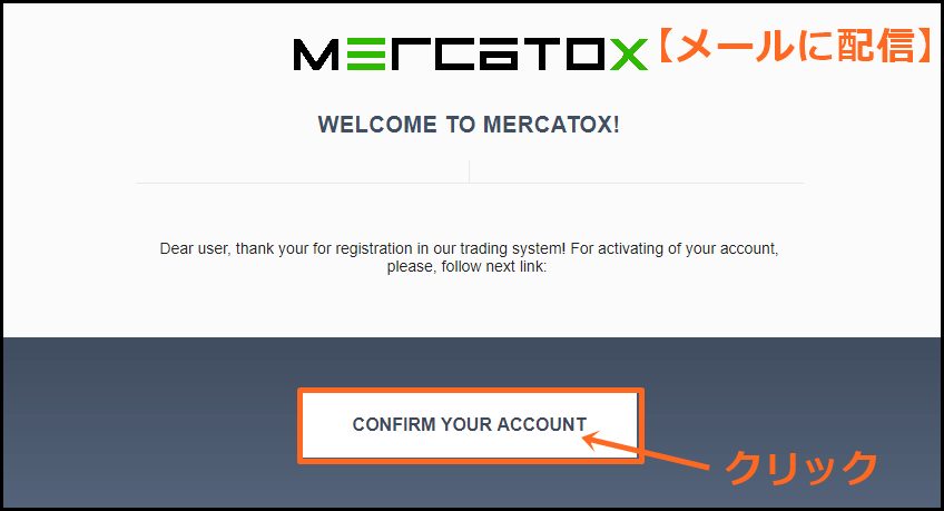 メルカトックスの登録画面