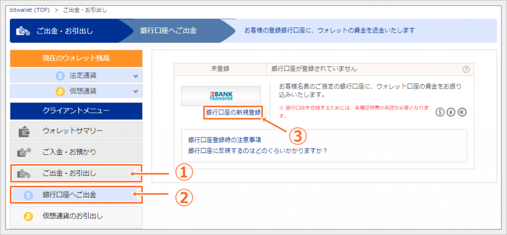 ビットウォレットからの出金方法