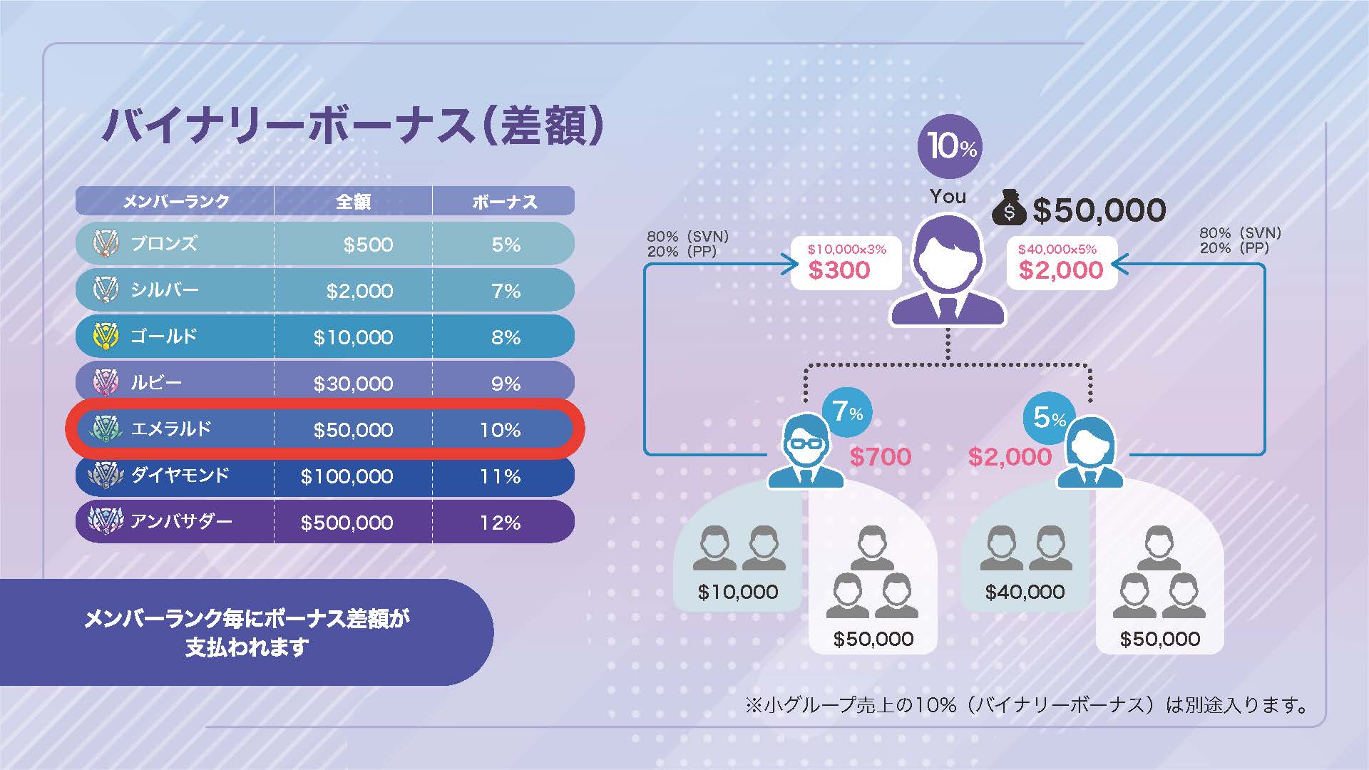 バイナリーボーナスの例