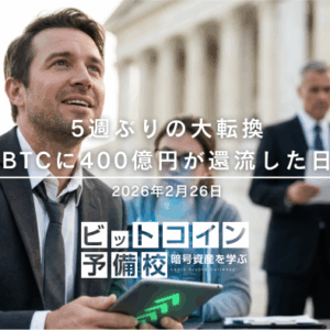 2026年2月26日｜BTC ETF5週ぶり純流入・ヴィタリック1.7万ETH売却・ジェーン・ストリート