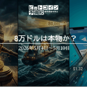 2026年5月第2週｜BTC6週連続プラスで$80,000台回復、TON1週間で2倍・CLARITY法案が上院マークアップ通過